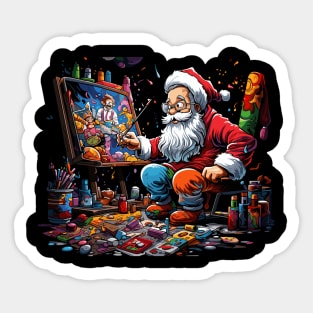 Art teacher Santa Painting Sticker